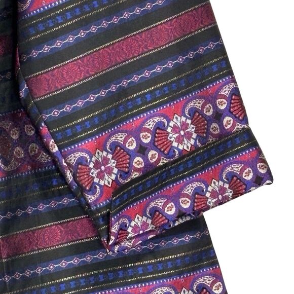 Talbots Silk Blazer Asian Inspired Womens 16W Black Pink Purple Striped Jacket - Picture 3 of 12